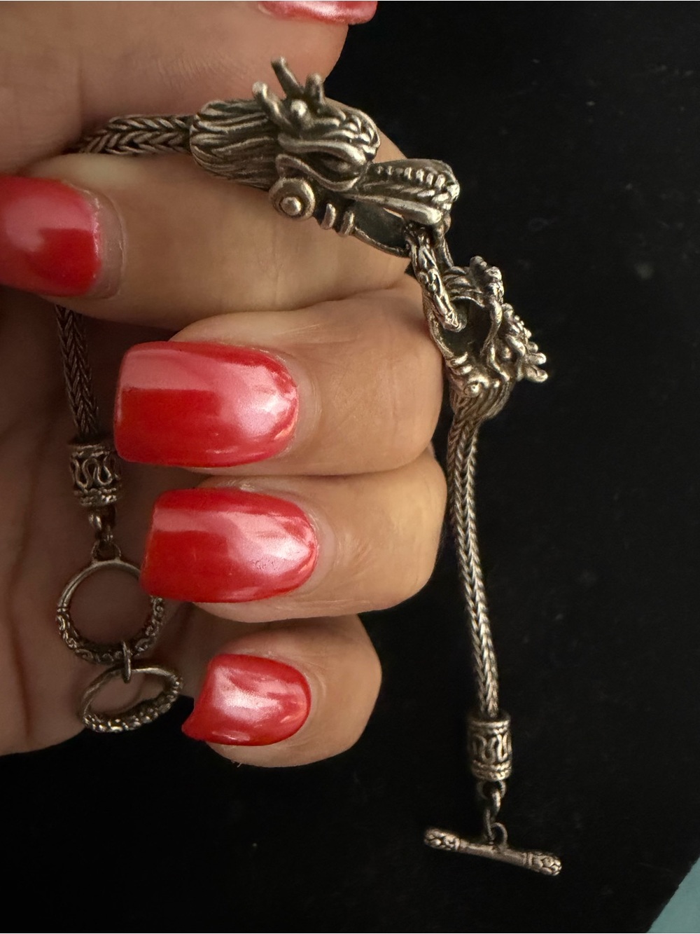Bali Legacy double dragon head bracelet. STERLING SILVER. VINTAGE